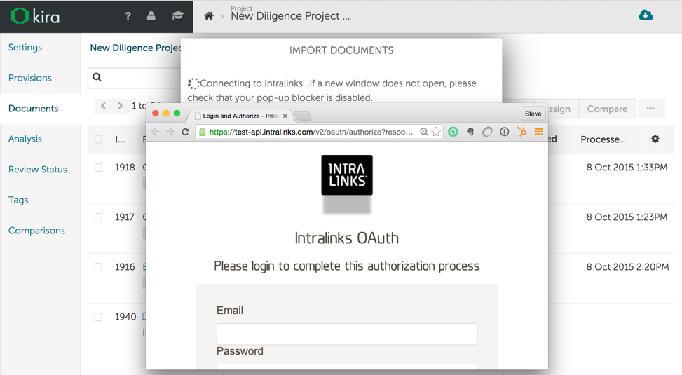 Intralinks Integration - Logging In