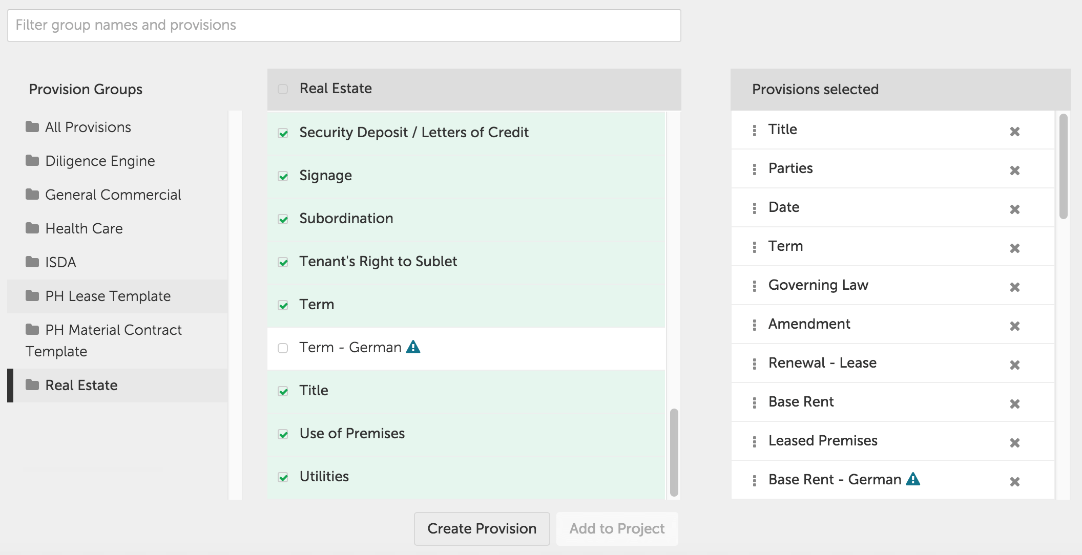 Built-in lease provisions